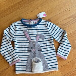 Baby Boden Blue and White Bunny Sweater
